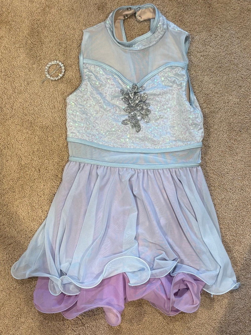 Weissman Light Blue and Lavender Sequin Dance Dress